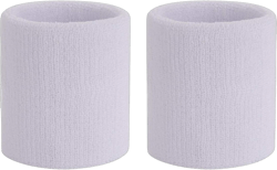 ONUPGO Wristband Sweatbands for Men and Women - Athletic Cotton Terry Cloth Wrist Bands Sport Sweat Band for Basketball, Tennis, Football, Baseball, Running, Gym (1 Pair) White