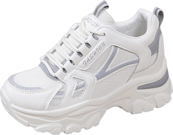 Women’s Fashion Platform Sneakers Breathable White Leather Mesh Teenage Girls Comfort Casual Sport Walking Shoes Mesh Arch support Tennis Breathable Athletic Trendy Slip boots boots boots B72-Grey