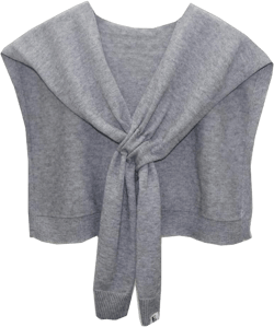 Women's Casual Knit Sweater Shawl Wrap Tied Detachable Fake Collar Triangle Knotted Shawls Travel Cape Shoulder Tops Light Grey