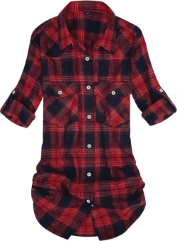 Alimens & Gentle Womens Plaid Flannel Shirts Long Sleeve Roll Up Casual Button Down Shirt Red Navy Blue Large