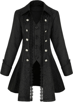 Women's Steampunk Thin Jacket Gothic Victorian Mid-century Vintage Lace-trimmed jacket X-Large Black