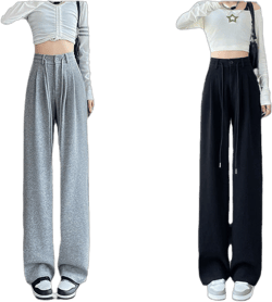 Palazzo Pants Gray Sports Pants for Women Spring Summer Autumn Drape Casual Straight-Leg Slimming Sweatpants