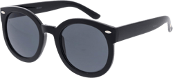 zeroUV Round Retro Oversized Sunglasses for Women with Colored Mirror and Neutral Lens 53mm (Black/Smoke)