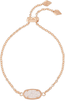 Kendra Scott Elaina Adjustable Chain Bracelet for Women, Fashion Jewelry, Gold-Plated ROSE GOLD - IRIDESCENT DRUSY