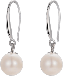 AAA+ Quality White Freshwater Pearl Earrings for Women - Pearls Dangle Earrings - Pearl Drop Earrings - 925 Sterling Silver