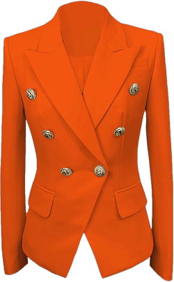 Womens Casual Blazers Long Sleeve Lapel Button Suit Jackets Slim Fit Work Office Blazer Jacket for Women 8 Orange