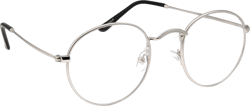 grinderPUNCH Retro Round Clear Lens Glasses Metal Frame Silver 50 Millimeters