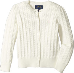 Polo Ralph Lauren Kids Baby Girl's Cable Knit Cotton Cardigan (Toddler) Warm White/French Pink Pony Player 4T