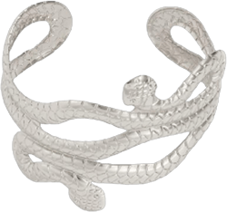Caiyao Punk Exaggerated Viper Animal Serpent Swirl Snake Bangle Bracelet Gothic Open Adjustable Upper Arm Cuff Armlet Armband Bracelets for Women Men Bar Party Halloween Decoration Jewelry B silver