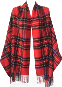 Women Oversized Scottish Clan Tartan Plaid Cashmere Feel Shawl Wrap Winter Scarf Red Tartan