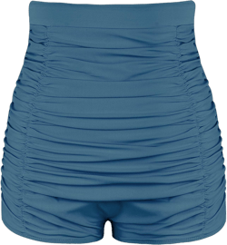 Mycoco Women's Super High Waist Swim Shorts Shirred Tummy Control Swimwear Tankini Bikini Bottoms 18 Aquamarine Blue