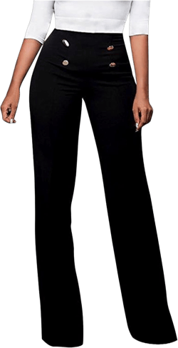 Formal Suit Pants for Women Premium Business Casual Dress Pants Slim Fit Straight Leg Trousers High Waist Button Pant Small Black