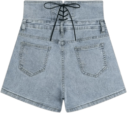 Summer High Waist Denim Shorts Women Buttock Wrapping Button Slim Bandage Short Jeans