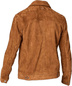 Men's Western Trucker Leather Smart Fitted Denim Shirt Style Stud Button Jacket Large Tan Suede