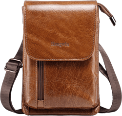 Hengwin Genuine Leather Small Crossbody Bag for Men Women, Cellphone Belt Pouch Bag, Travel Passport Wallet, Shoulder Holster Large Brown