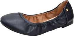 JiangWei Shu Women's Round Toe Ballet Flats Slip On Soft Casual Shoes 9 Black