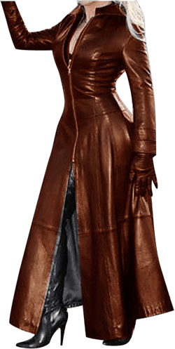 XUNRYAN Womens Faux Leather Maxi Long Jacket Vintage Victorian Steampunk Jackets Zipper Gothic Plus Size Long Trench Coat X-Large Brown