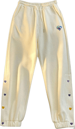 Women's High-Waisted Snap Button Track Pants Long Side Slit Loose Harem Yoga Pants Comfortable and Versatile Medium Beige