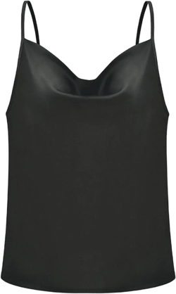 Peyan Clearance! Womens Silk Satin Tank Top V Neck Camisole Cami Spaghetti Strap Top Loose Sleeveless Blouses Tank Shirt, Black, XL