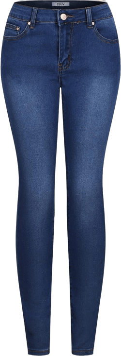 2LUV Women's Stretchy 5 Pocket Dark Acid Wash Skinny Jeans