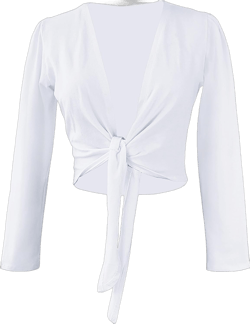 Daydance Girl's Women's Dance Top Wrap Cotton Cardigan Shrug Sweater for Ballet Large White