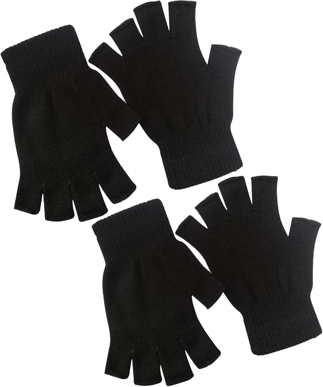 2 Pair Half Finger Gloves Winter Knit Touchscreen Warm Stretchy Mittens Fingerless Gloves in Common Size for Men and Women,black