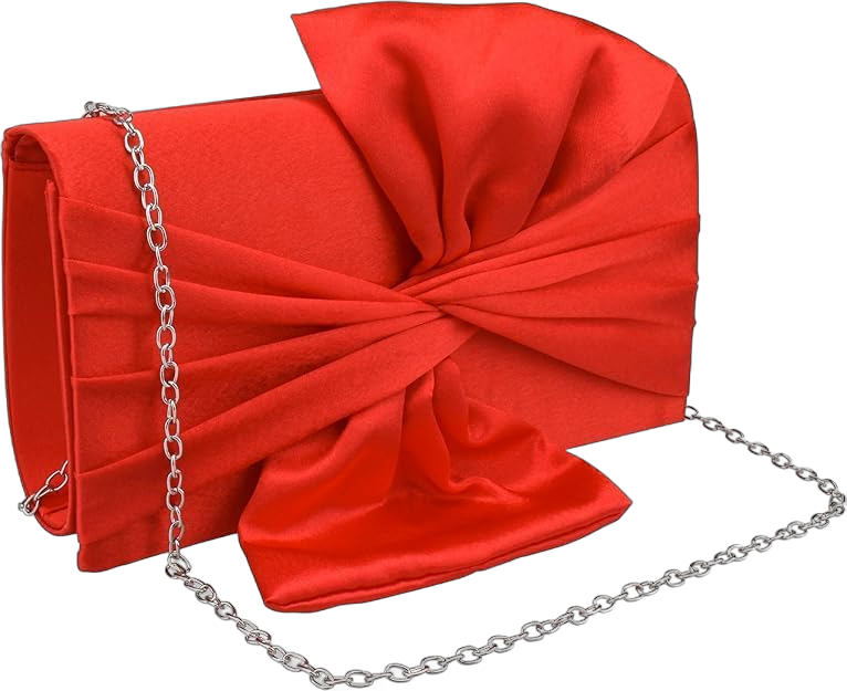 YYW Bow Clutch Purses for Women Evening Bag Formal Vintage Satin Handbags for Bridal Wedding Party Red