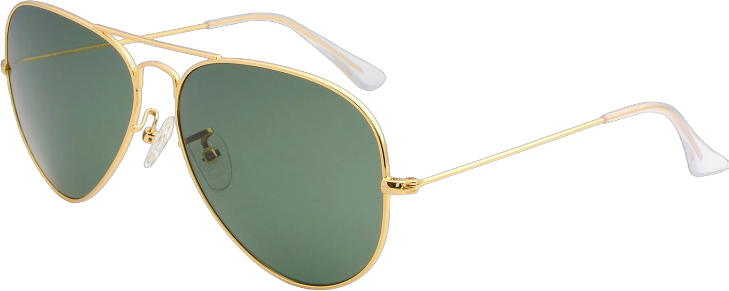 Aviator Sunglasses for Men Women 100% Real Glass Lens Big Metal Frame Crystal Lens Pilot Sun Glasses Shades,60MM