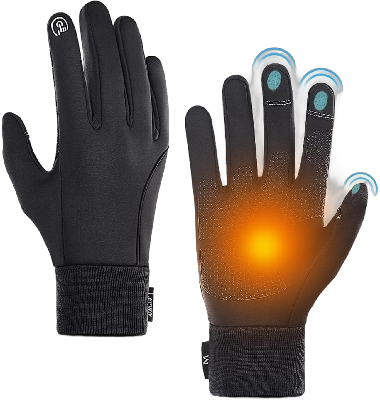 LERWAY Winter Warm Gloves, Thermal Black Warm Gloves for Men Women Waterproof Touchscreen Non-Slip Freezer Gloves for Driving, Cycling,Hiking,Skating Black Medium