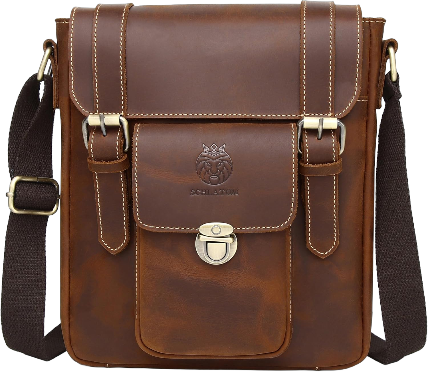 Leather Messenger Bag for Men Vintage Man Purse Mens Handbag Leather Crossbody Shoulder Bag for Work Travel Classic & Retro-2