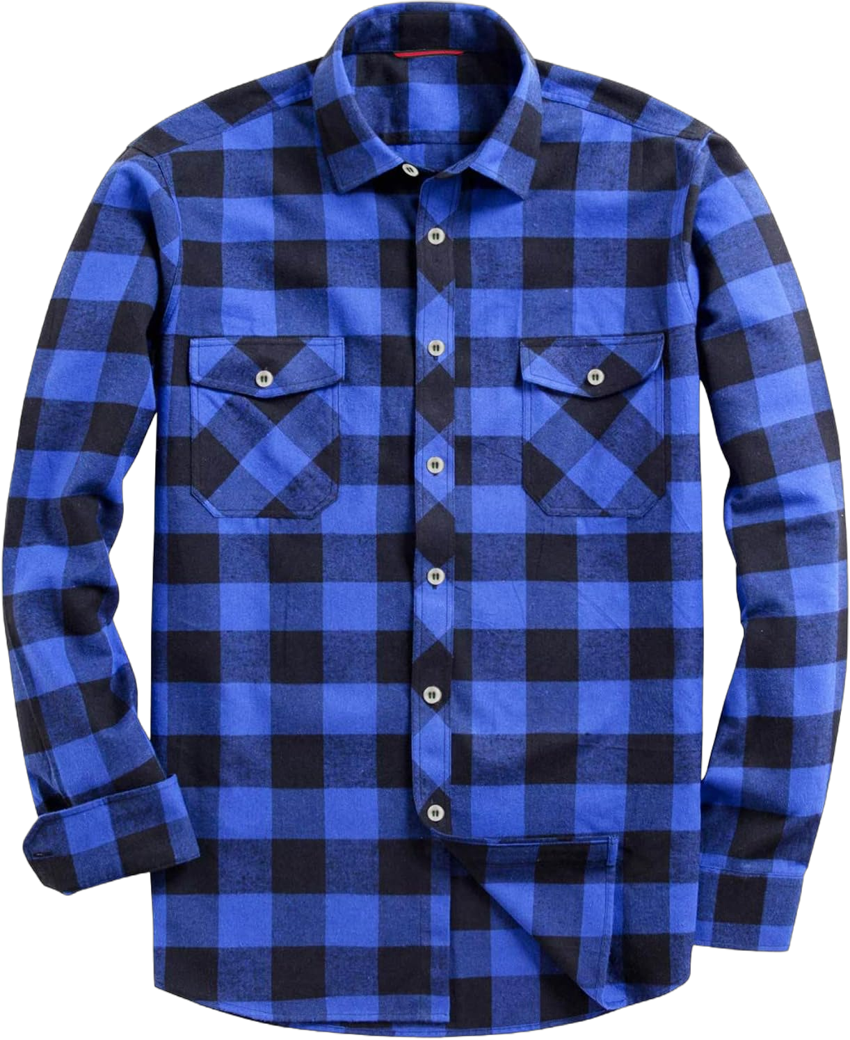 Mens & Boys Flannel Shirts Long Sleeve Cotton Regular Casual Plaid Button Down Shirt with Pockets