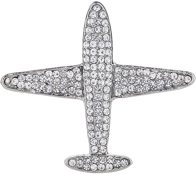 Full Rhinestone Plane Brooch Pin Women Men Suit Overcoat Lapel Pin Crystal Airplane Safty Pin Badges Gift for Aviation Professionals silver