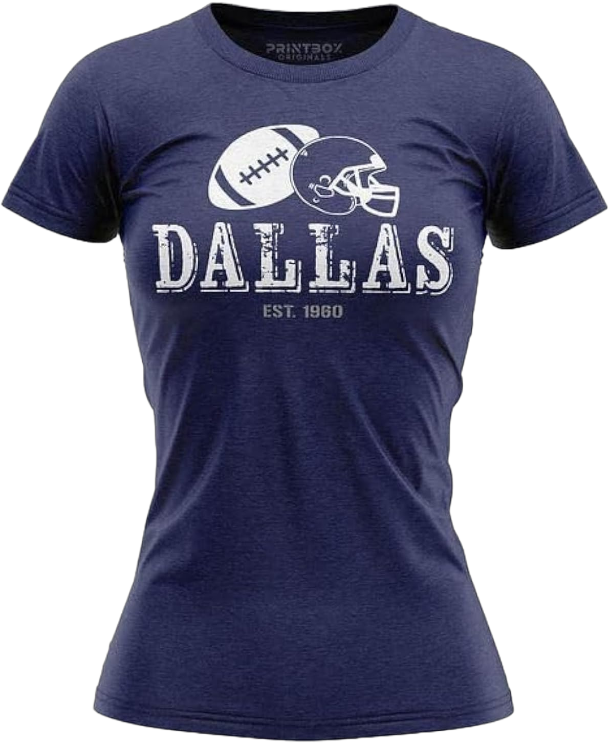 Dallas Football Shirt for Women, 1960 Distressed Fans Gameday Apparel, Classic Crewneck T-Shirt Small Navy Blue