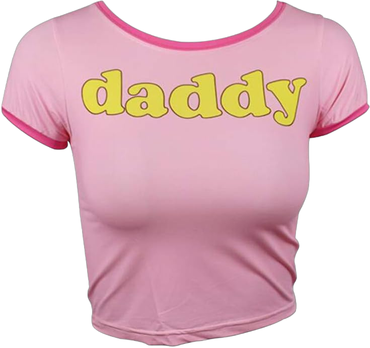 Crop Top Women Girl's Pink Crew Neck Sexy Short Sleeve Daddy Tight Midriff-Baring T-Shirt