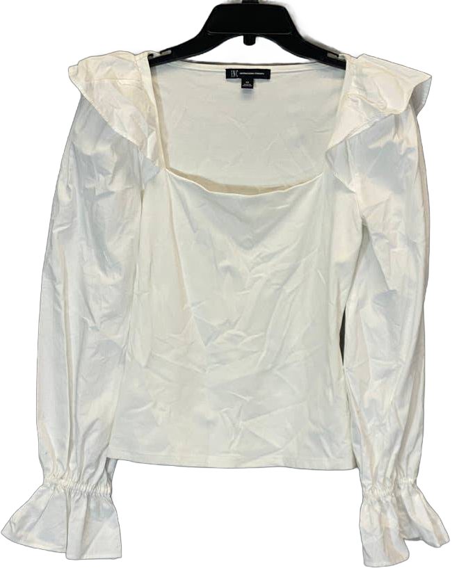 INC INTERNATIONAL CONCEPTS Women's Washed White Square-Neck Ruffled Top SZ XS