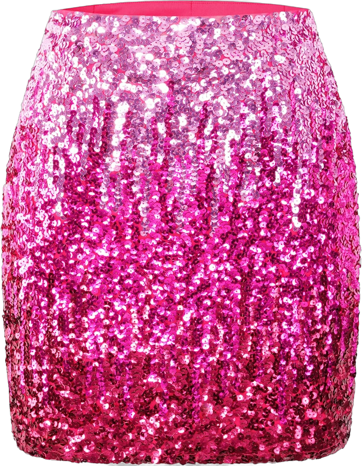 MANER Women's Sequin Skirt Sparkle Stretchy Bodycon Mini Skirts Night Out Party X-Large Pink/Rose Red/Red