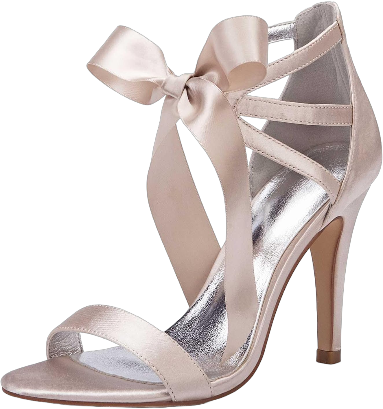 Bridal Women's Peep Toe High Heels Pumps Ankle Strap Slip On Satin Heels Wedding Shoes for Bride Prom Party Dress Shoes Sandals Champagne 9