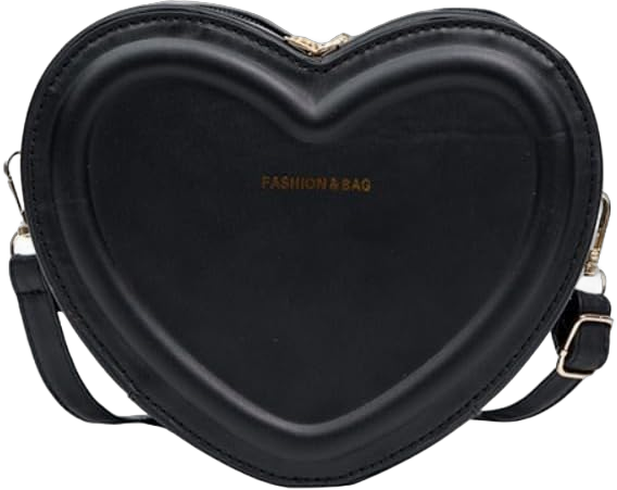 OCUH Evening Bag for Women Satchel Purse Shoulder Bag Crossbody Purse Heart Shape Fashion Handbag Black One Size