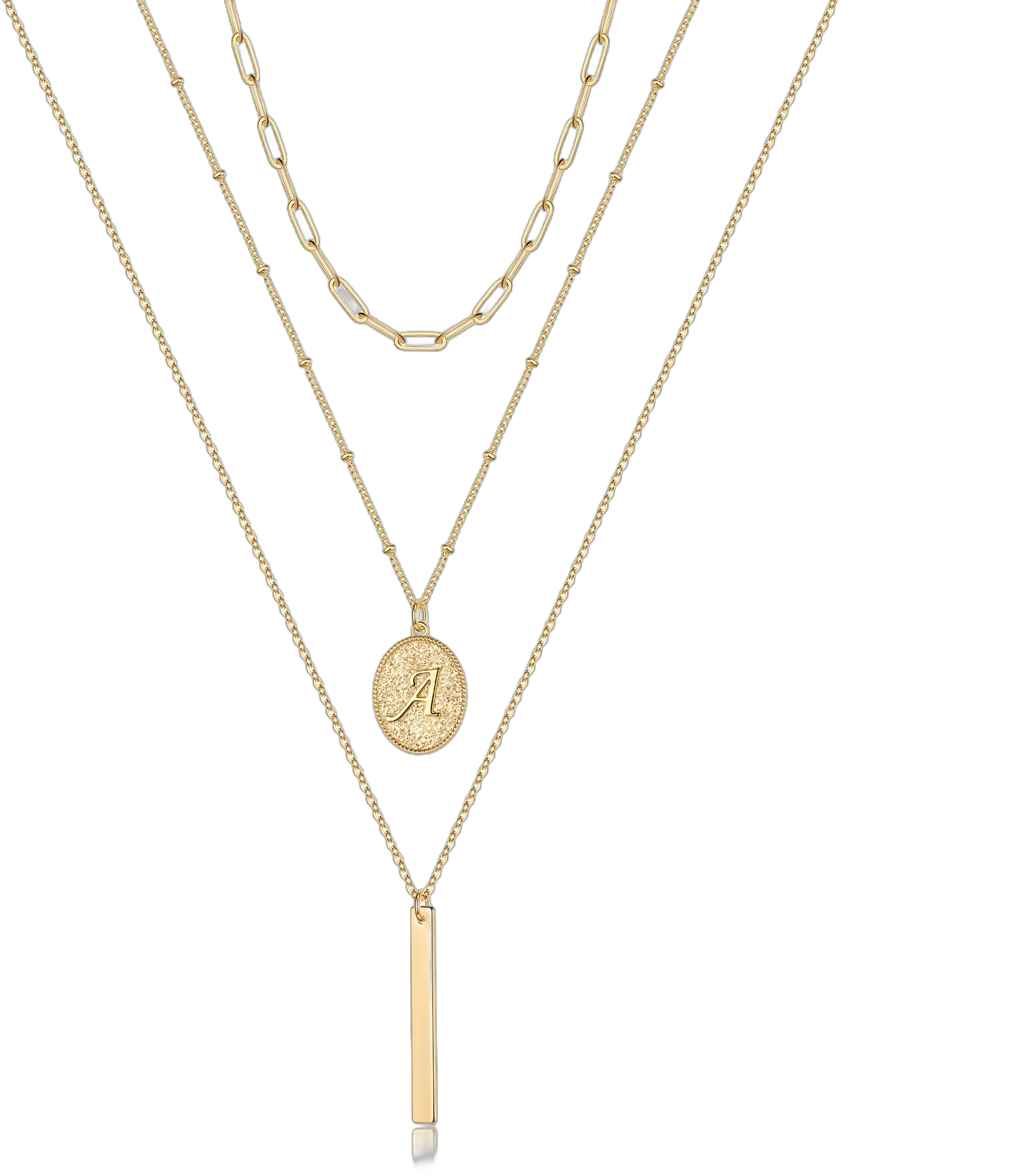 TINGN Gold Layered Initial Necklaces for Women 14K Gold Plated Paperclip Chain Necklace
