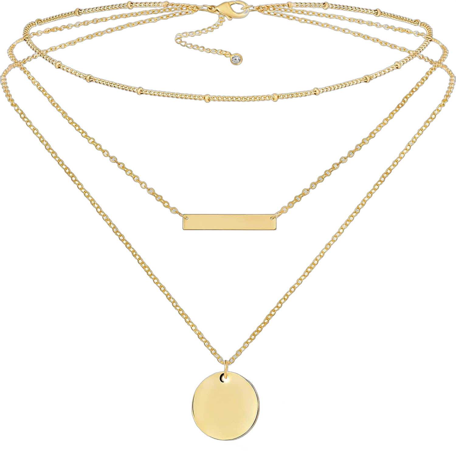 Fiusem Gold Layered Necklaces for Women, Dainty 14K Gold Plated Pendant Necklace and Choker Necklaces for Women Layered Coin