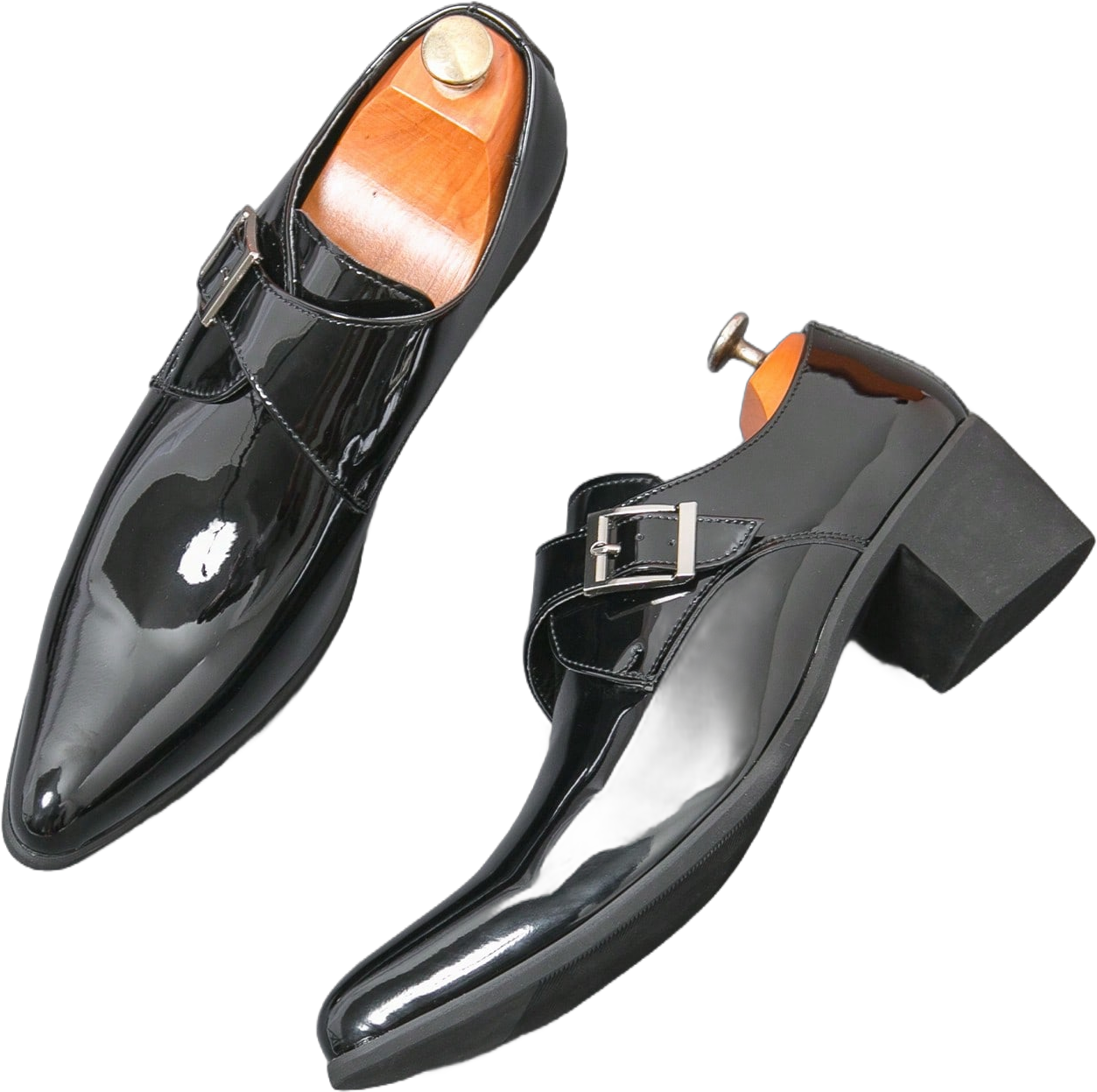 Men's Fashion Pointed Toe Oxfords, Korean Style Patent Leather Shiny Dress Formal Shoes, Breathable Business Suit Shoes For Wedding