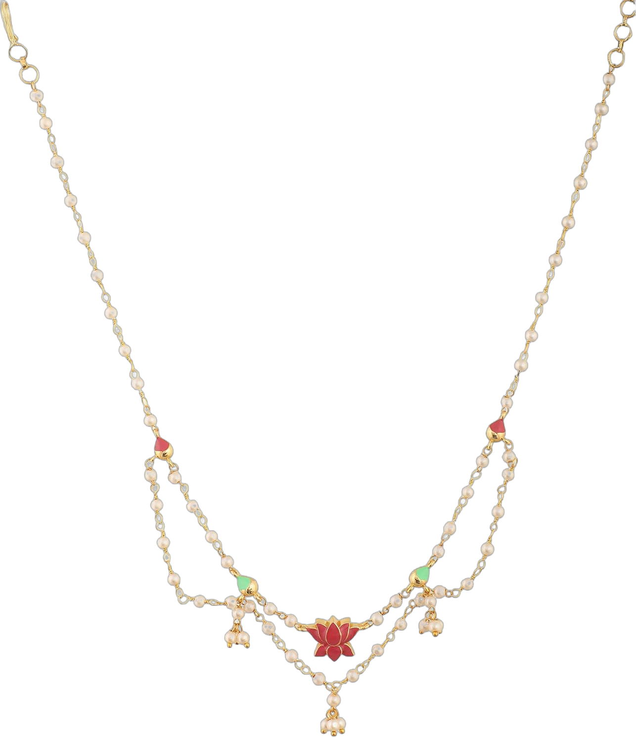 TARINIKA Gold & Enamel plating Jalaja Layered Pearl Short Necklace with Floral Design - Necklace for Women | Perfect for Casual Occasions | Indian Jewelry for Women | 1 Year Warranty*