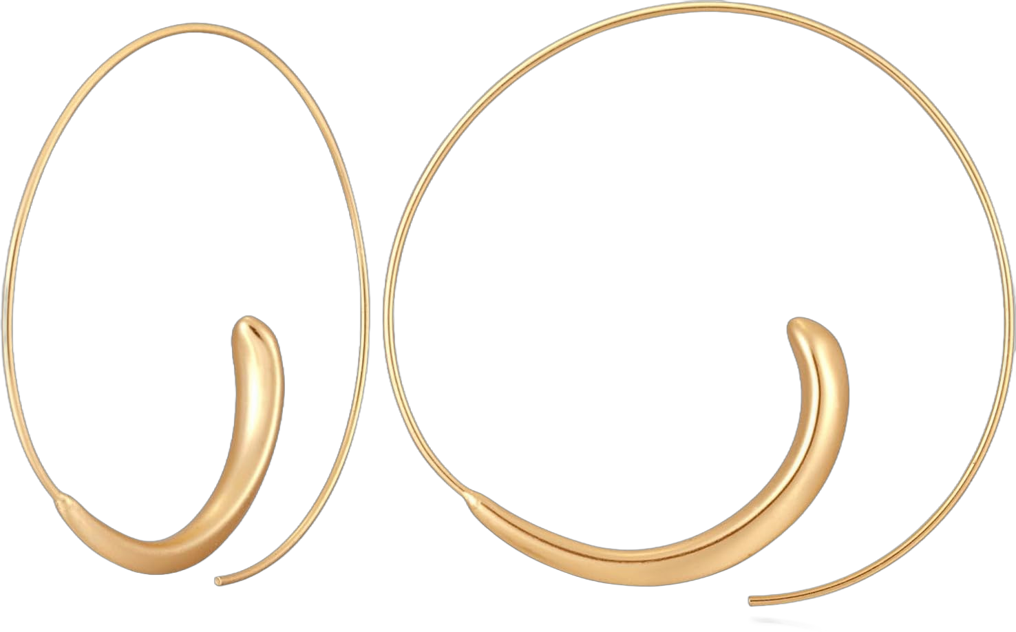 Gold Hoop Earrings 14k Gold Plated Hoop Earrings for Women Big Gold Silver Hoop Simple Spiral Brushed Ball Dangle Drop Earrings for Women Gift Gold Spiral Hoop