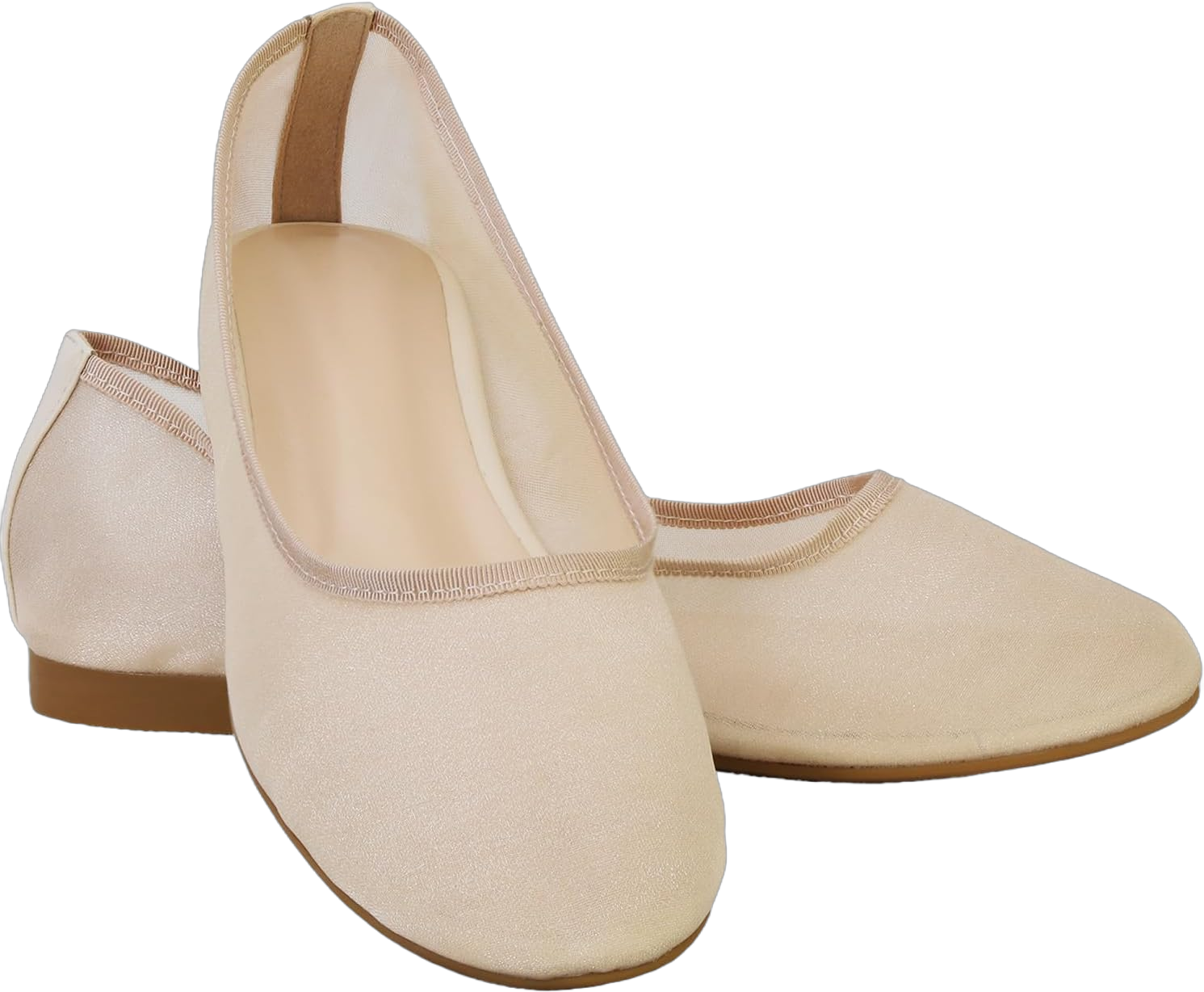 Mesh Flats for Women Ballerina Buckle Strap Mary Jane Black Cutout Shoes Comfortable Causal Dress Shoes 8 Beige_mesh