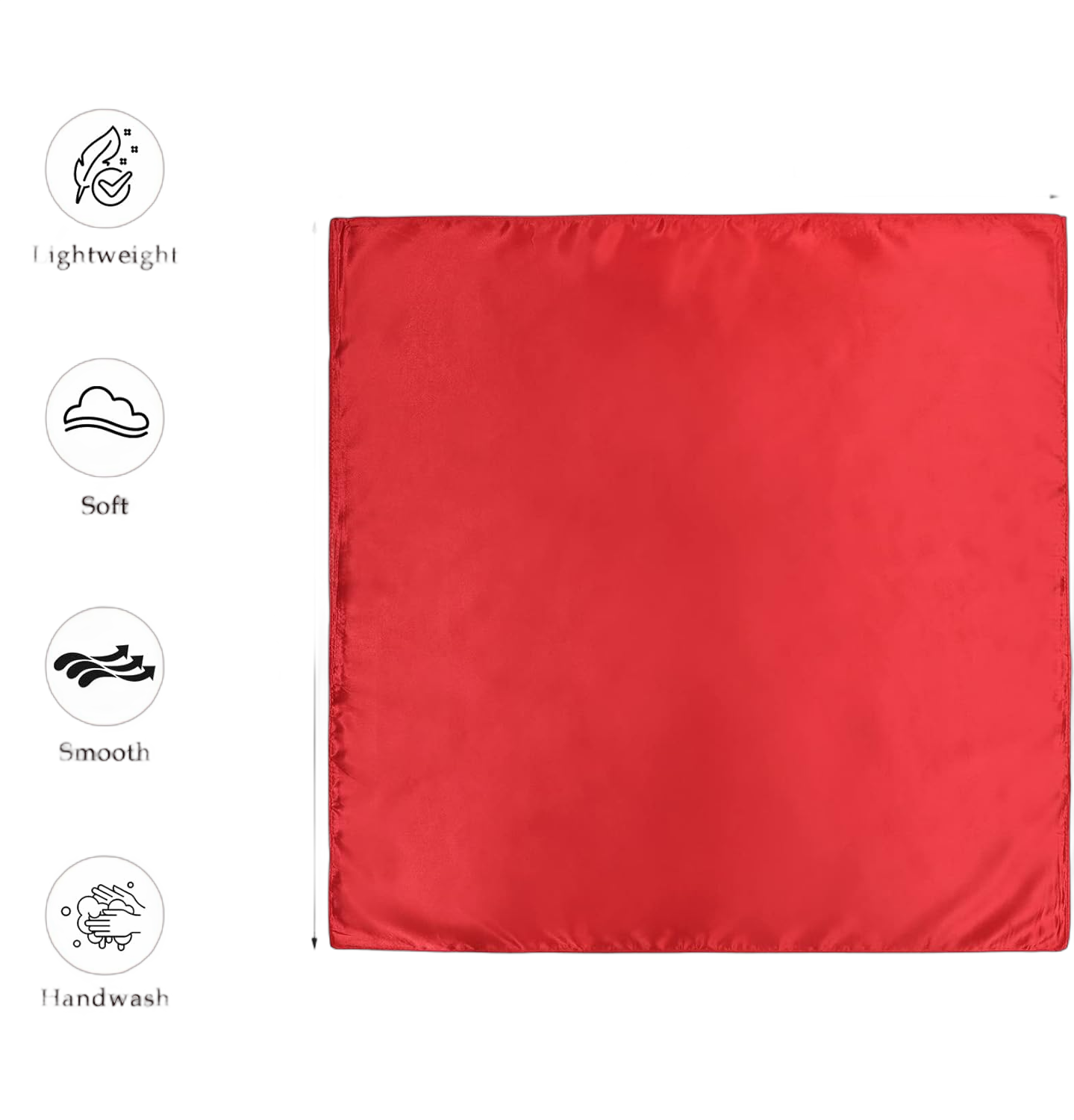 Komorebi Womens Silk Feeling Scarves Satin Neck Scarves Scarfs for Women Square Handkerchief Lightweight Bandana 23.5"×23.5" One Size (01)red