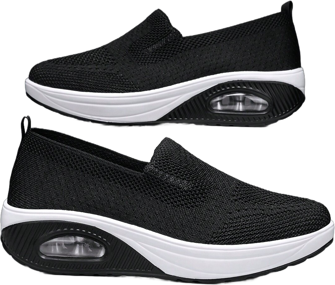 New Fashion Casual Square Dance Shake Shaking Sneaker, Comfortable Slip-On Lightweight Soft Fabric Thick Sole Cushion Anti-Slip Breathable Increased Height Plus Size Women Shoes