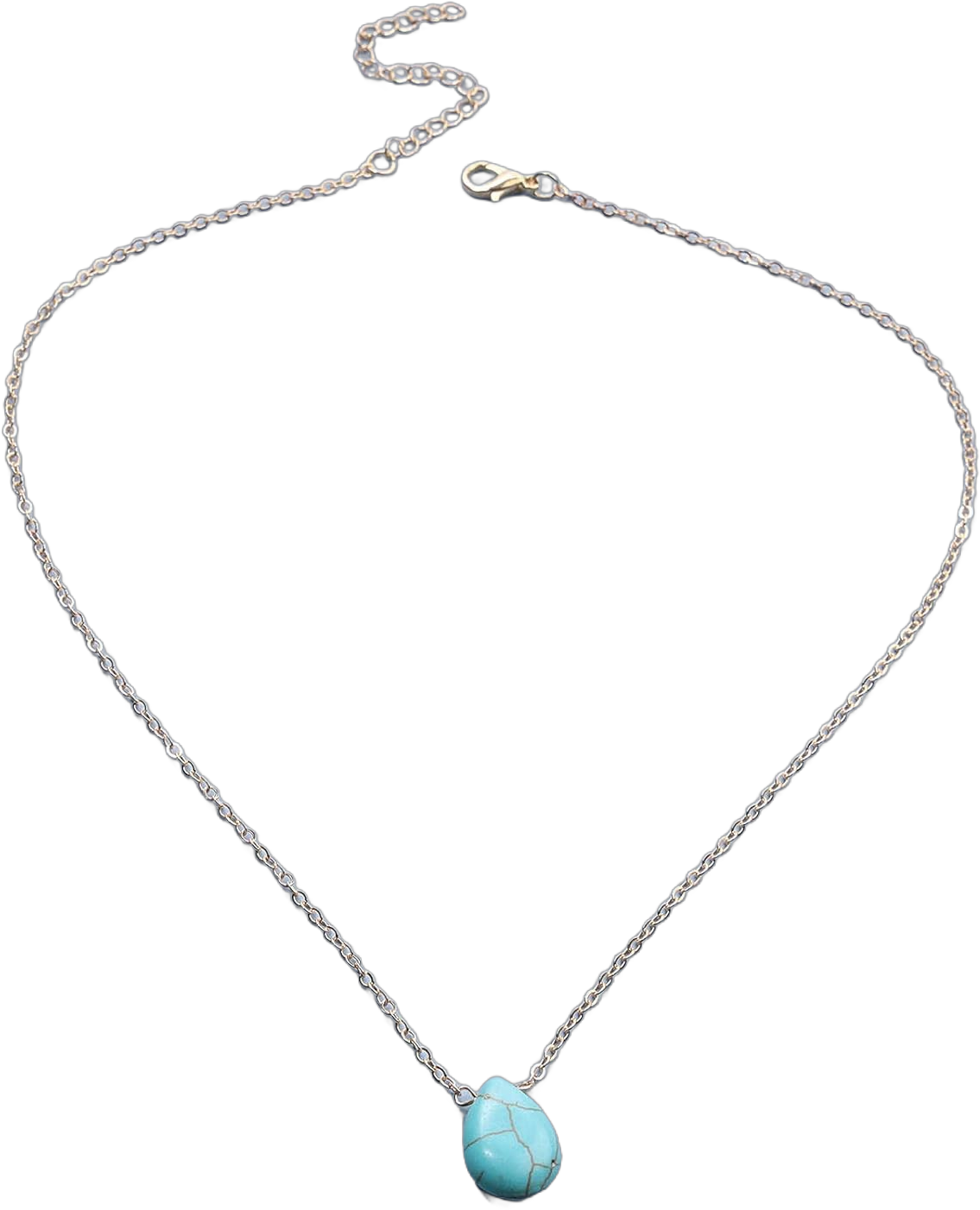 Bohemian Turquoise Choker Necklace Blue Turquoise Pendant Necklace Turquoise Bead Necklace Blue Natural Stone Necklace Chain Jewelry for Women and Girls