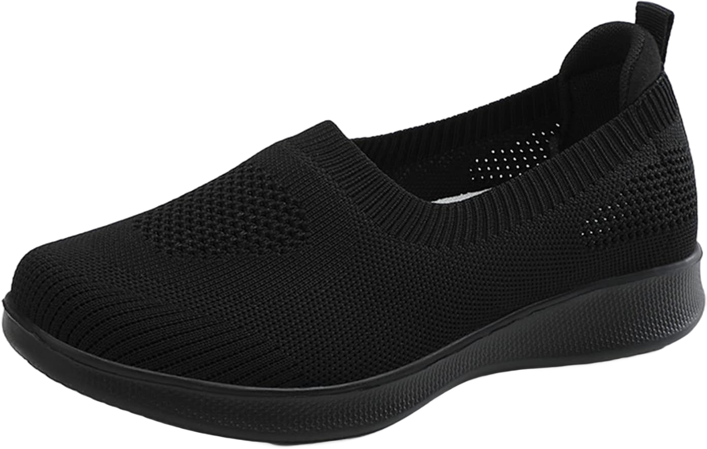 ChicWind Women's Mesh Walking Loafer Shoes Slip on Sock Sneakers Easy Nurse Flat Work Shoes 6.5 Black