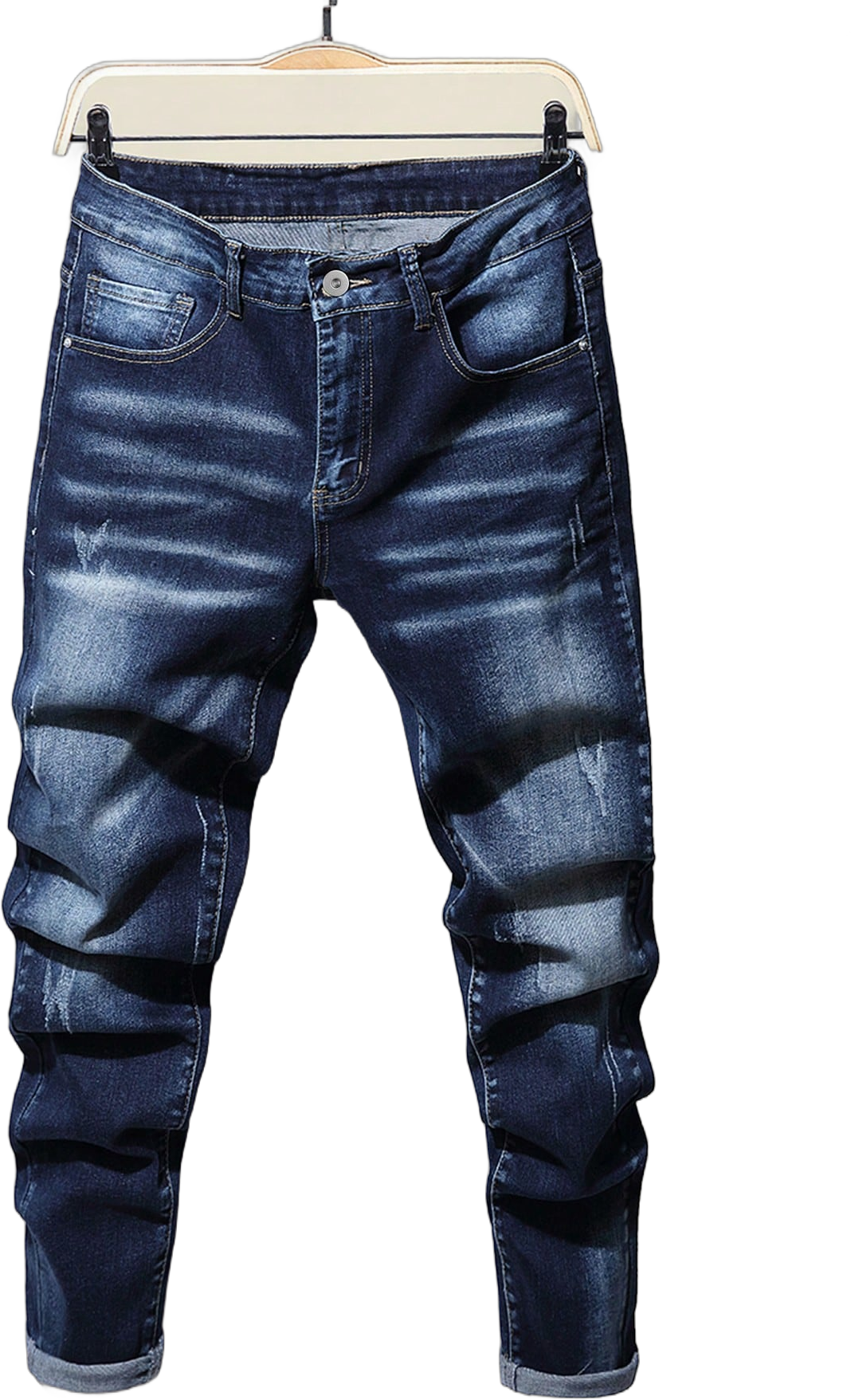 Manfinity Homme Men Cotton Ripped Moustache Effect Skinny Jeans