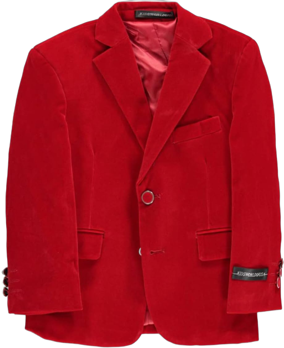Kids World Boys' Velvet Blazer - red, 7